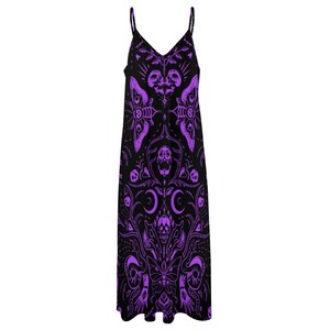 Purple Gothic Witchy Sling Ankle Long Dress, Goth Girl Maxi Dress, Mystical Occult Dress, Gothic Maxi Dress, Whimsigoth Summer Maxi Dress image 6