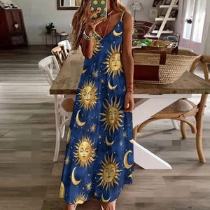 navy blue dress for baby girl Vintage 90s Floral Cottagecore Sundress| Yellow Summer Picnic Fit & Fl –  Fashion and Fables main image 0