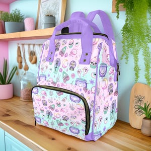 Pastel Witch Diaper Backpack, Kawaii Witchy Baby Bag, Spooky Cute Witchy Mama Nappy Bag, Spooky Occult Diaper Bag, Witchy Mama Baby GIfts