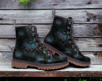 Botas Dark Celestial Butterfly, Botas Whimsigoth, Botas Witchy Butterfly, Botas de Combate Veganas, Botas Witchcore, Botas Boho Witch Festival