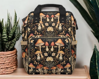 Mushroom Diaper Backpack: Boho Forestcore Baby Bag
