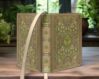 Botanische Geldbörse in Buchform, Jugendstil-Umhängetasche mit Vintage-Blumen-Cover-Design, Geschenk für Buchliebhaber, anpassbare Buch-Geldbörse