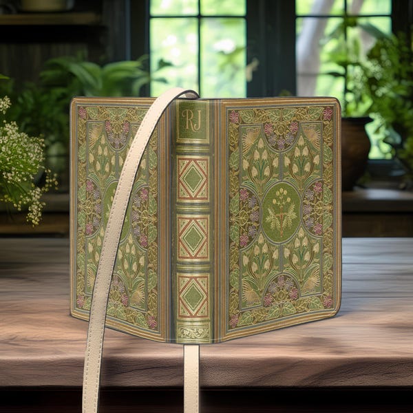 Botanische boekvormige portemonnee, art nouveau crossbody handtas met vintage bloemen omslag, boekenliefhebber cadeau, aanpasbare boekentas
