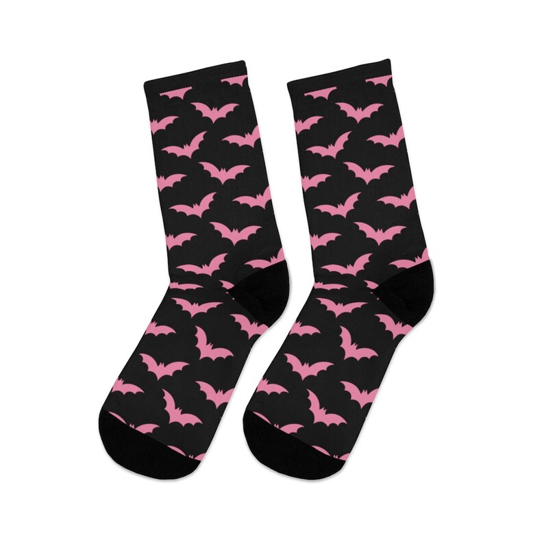 Pastel Goth Socks Pink Bats on Black Socks Creepy Cute Etsy