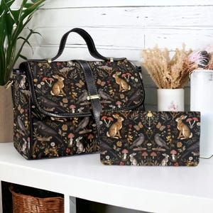 Darkest Forest Witchy Doctor bag & wallet set, Cottage Goth Handbag set, Goblincore Purse Set, Fairy Forest Creatures Boho Witchy Gifts