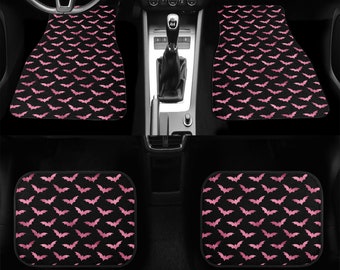 Gothic Pink Bats Car Mats Spooky Cute Car Accessories Witchcore Pink Bats Custom Car Mats Pastel Goth Girl Car Accessories Witchy Car Decor