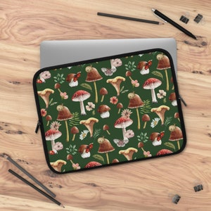 Pilz Life Waldgrün Laptop Hülle, Cottagecore Laptophülle, Wald Flora Fauna Tablet Hülle, Goblincore Laptophülle, Dark Nature