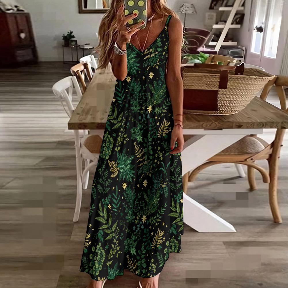 Botanical Maxi Dress: Forest Fern Print, Witchy Cottagecore Style - Etsy