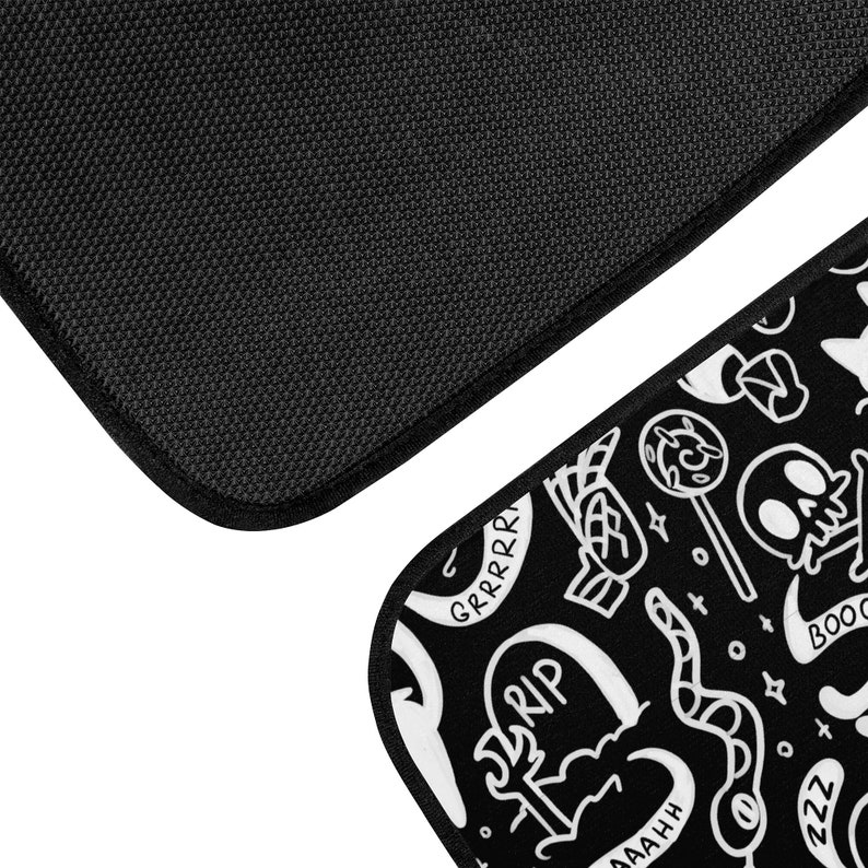 Black and white Spooky Cute Car Mats Cute Car Accessories Car Mat Creepy Cute Custom Car Mats cute Goth Girl Car Accessories Teen Girl gifts image 4