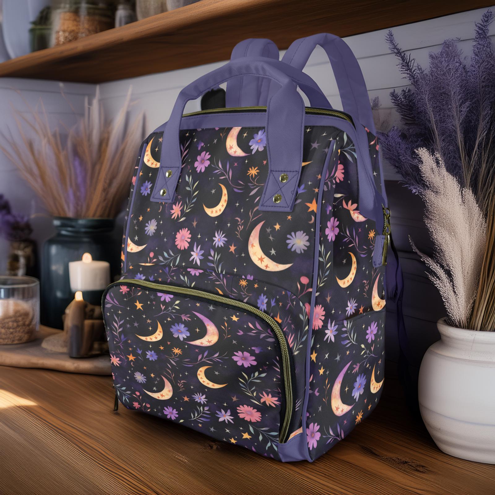 The Collection Royal Celestial Patchwork Sun Moon Boho Backpack Laptop Bag Sun and Moon Backpack: Mystical Laptop Bag, Boho Style - Etsy main image 3