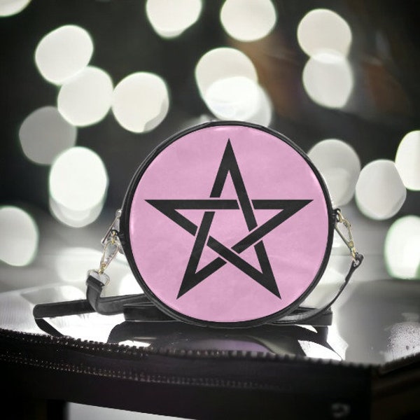 Cute Witchy Star Bag Pink, Pastel Goth Style Purse, Kawaii Goth Girl Gift Bag, Wicca Symbol Purse, Pastel Witch Handbag, Nu Goth Girl Gift