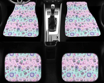 Pastel Witch Spooky Car Mats Spooky Cute Car Accessories Car Mat Set Creepy Cute Custom Car Mats Pastel Goth Girl Car Accessories, Car Mats