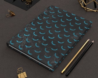 Gothic Motif Journal, Teal Bats Lined journal, Goth Girl Diary, Pastel Goth Hardcover Journal, Teen Girl Gift, Creepy Cute Goth Kid Gifts