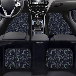 Alfombrillas de coche de la luna de la bruja del bosque Alfombrillas de coche de brujas Accesorios de coche de la naturaleza oscura Alfombrillas de coche de la naturaleza oscura Lunas místicas Bruja oscura Academia Decoración del coche
