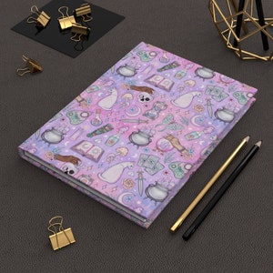 Cute Witchcore Journal Pastel Witchy journal Kawaii Witchy Vibes Diary Pastel Goth Hardcover Journal Teen Girl Gift Mystical Symbols Journal image 1
