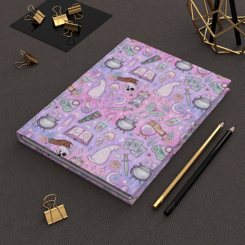 Cute Witchcore Journal Pastel Witchy journal Kawaii Witchy Vibes Diary Pastel Goth Hardcover Journal Teen Girl Gift Mystical Symbols Journal image 1