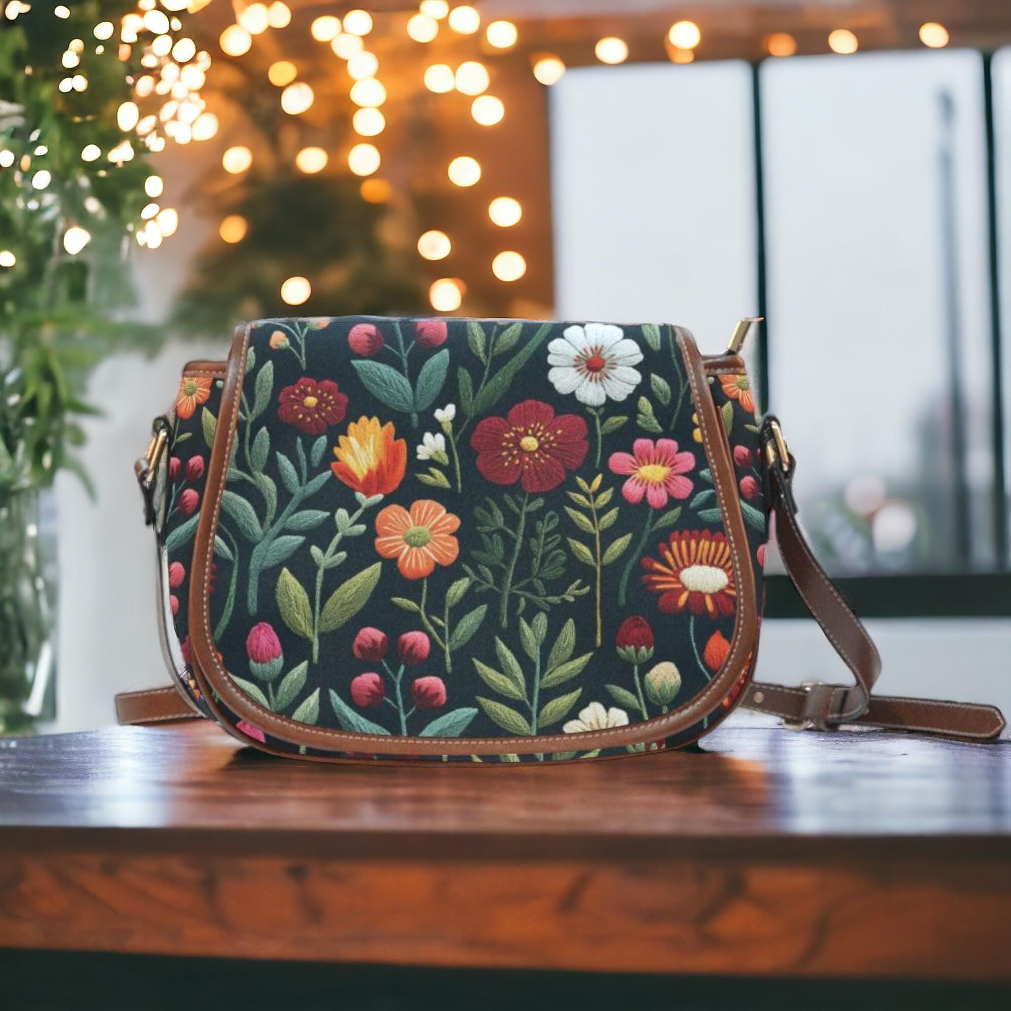 Embroidered Leather Bag Etsy