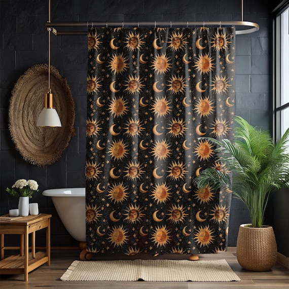 Tenda da doccia in tessuto con piume stilizzate Boho
