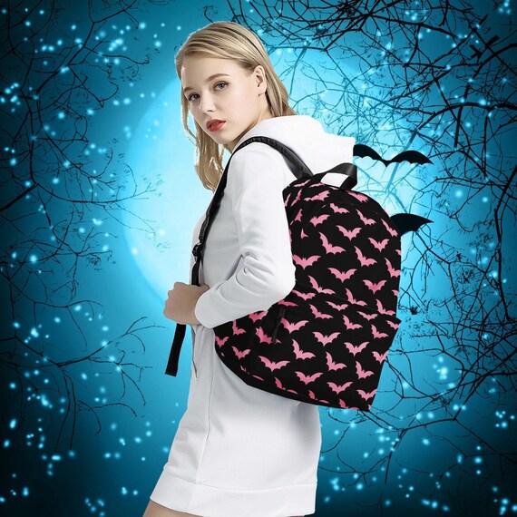 Pastel Goth Backpack Pink Bats Backpack Spooky Backpack Teen Girl Bag Spooky Back to School Soft Pastel Goth Girl Bag Creepy Cute Bats Bag Etsy UK