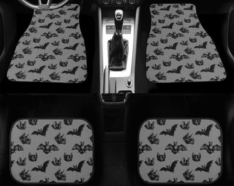 Gothic Bats Car Mats, Gothic Car Decor, Halloween Car Mats, Spooky Car Mats, Spooky Car Decor, Vintage Bats Motif Car Mats