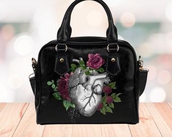 thumbnail image 2 of Banned Apparel Skull & Roses Stud Zip Handbag And Wallet Set – Goth Punk Emo Style 2 of 3
