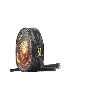 Bolso Dark Boho Sun & Moon Round Satchel, bolso Dark Celestial Sun Moon, bolso Dark Academia, bolso Dark Cottagecore, bolso Boho Hippie Witch imagen 4
