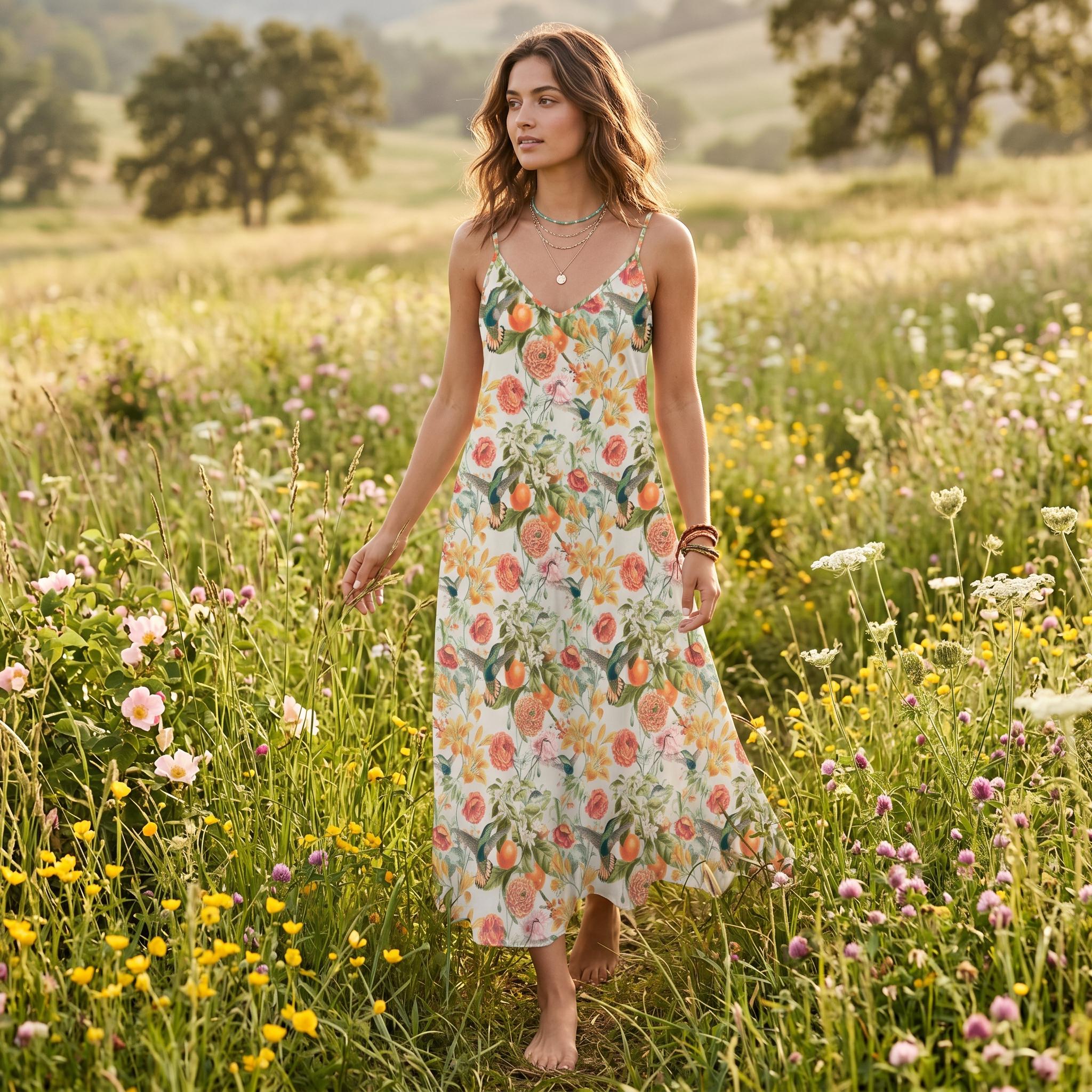 hummingbird maxi dress Fkelyi Hummingbird Retro Flower Print Womens Fall Dress with Pockets V Neck Long Sleeve Maxi Dress for Wedding Guest A-Line Flowy Party Dressess, 2XL,