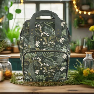 Wickeltasche mit Wald Farnen, Cottagecore Blumen Babytasche, Cottagecore Mama Tasche, Witchy Mama Geschenke, Witchy Babyparty