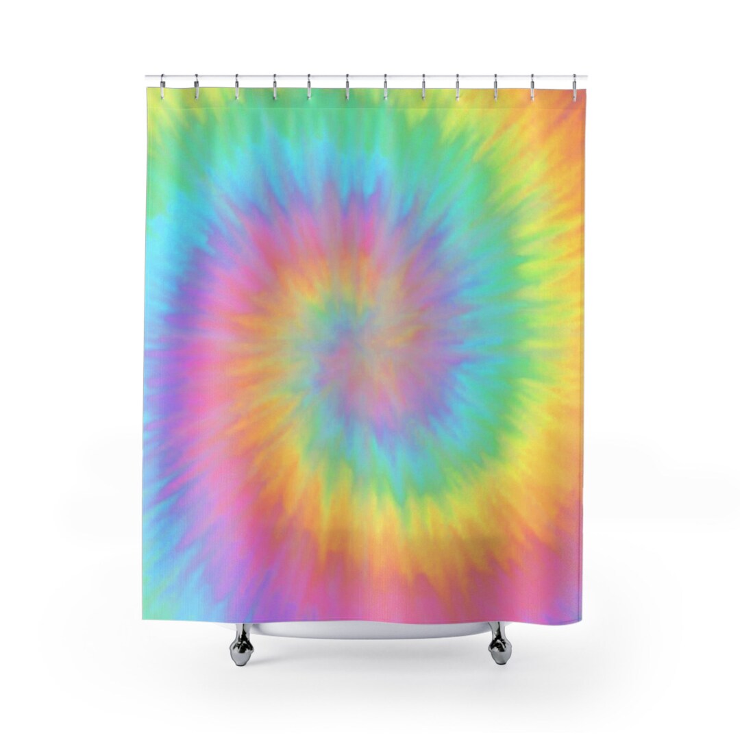 Pastel Rainbow Tie Dye Shower Curtain & Bath Mat Pastel Tie Etsy