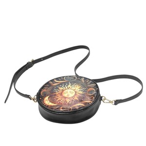 Bolso Dark Boho Sun & Moon Round Satchel, bolso Dark Celestial Sun Moon, bolso Dark Academia, bolso Dark Cottagecore, bolso Boho Hippie Witch imagen 2