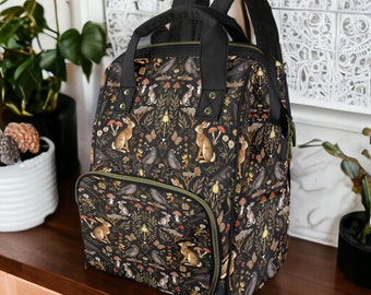 Bolsa de pañales Dark Woodland, mochila de pañales Forestcore, bolsa de bebé Cottagecore oscura, regalo de mamá hada del bosque, bolsa de bebé Goblincore de criatura del bosque