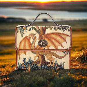 Boho Medieval Dragon Handbag, Cottagecore Dragon Satchel bag, Gremlincore Dragon Purse, Goblincore Handbag, Ren Faire Dragon Aesthetic Purse