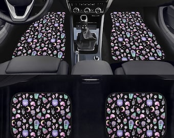 Pastel Witch Spooky Car Mats Spooky Cute Car Accessories Car Mat Set Creepy Cute Custom Car Mats Pastel Goth Girl Car Accessories, Car Mats