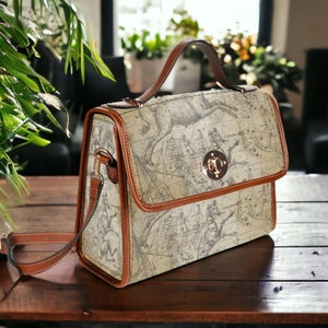 Sac cartable en toile de sorcière, sac à main céleste vintage Star Maps Witchcore Cross Body, sac de sorcière Boho Cottage, sac de sorcière d'astrologie mystique