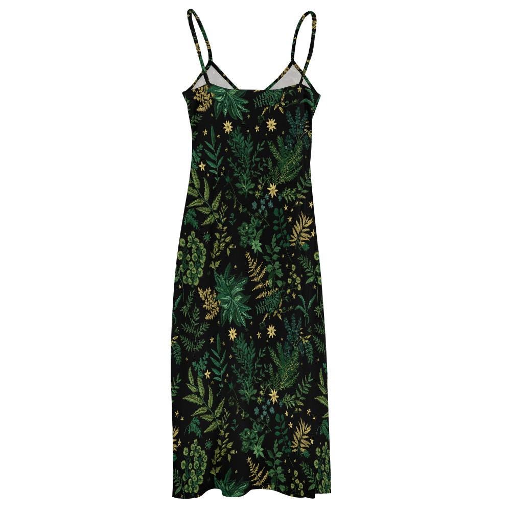 Botanical Maxi Dress: Forest Fern Print, Witchy Cottagecore Style - Etsy