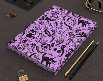 Spooky Cute Goth Girl Journal, Violet Witchy Vibes journal, Kawaii Goth Girl Diary Pastel Goth Hardcover Journal Teen Girl Gifts Creepy Cute