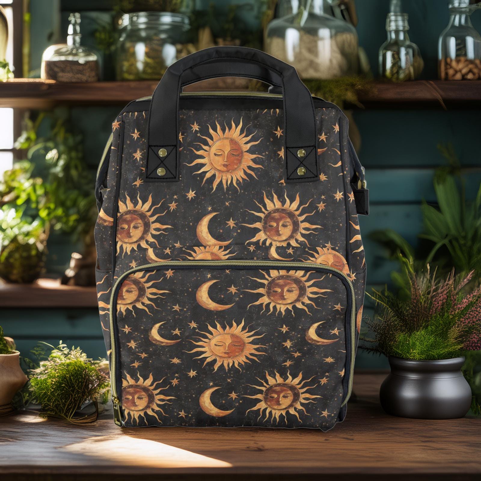 Celestial Sun and Moon Multifunctional Diaper Backpack  display picture 2