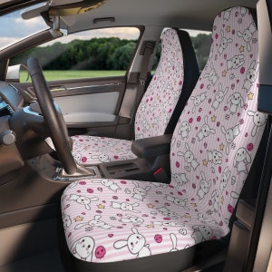 Kawaii Pink Bunnies & Skulls Car Seat Covers, Kawaii Car Accessories, Creepy Cute Bunnies Car Decor, Teen Girl Car Seat Covers, Teen Gifts