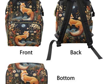 Fox Print Women’s Canvas Backpack Tote - diaper bag Fuzoiu Fox Print Diaper Bag Backpack,Baby Essentials Travel  main image 3