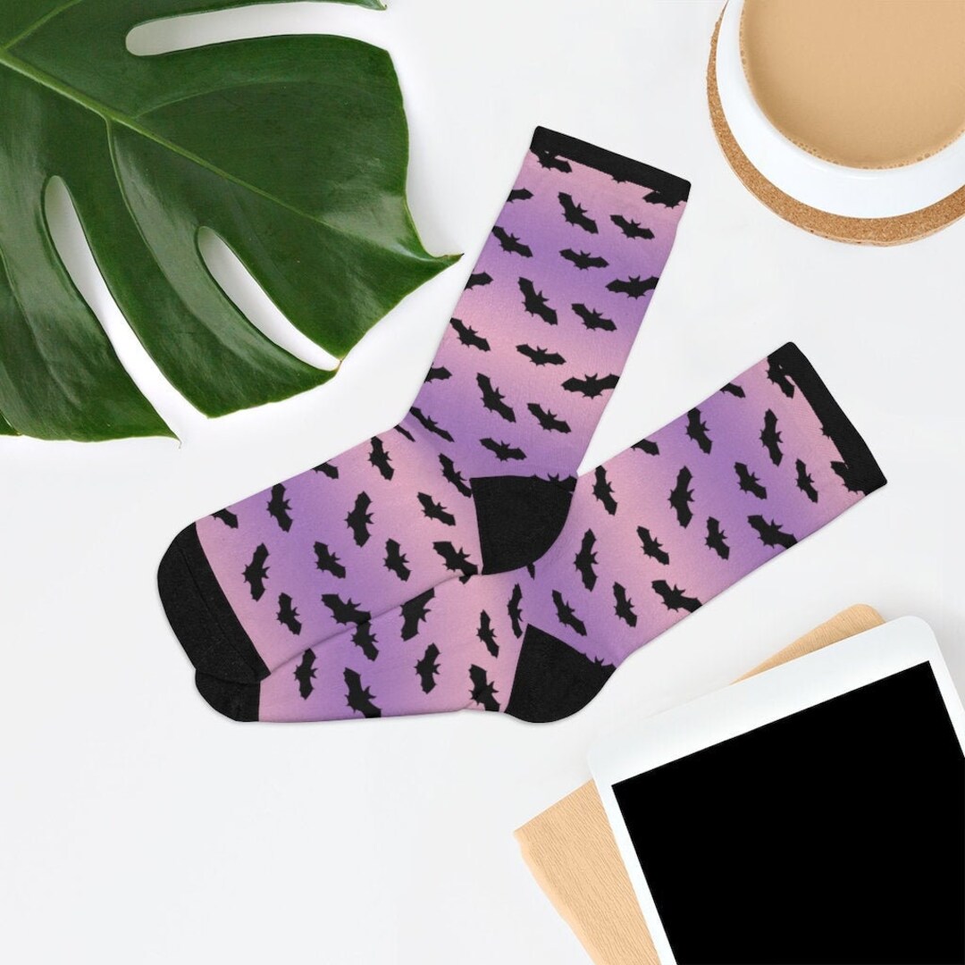 Kawaii Pastel Goth Bat Socks, Pastel Witch Clothing, Bat Socks