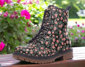 Girls floral combat clearance boots
