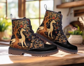 Botas veganas gruesas de dragón medieval, botas de fantasía de bosque mágico, botas de feria renacentista