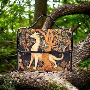Medieval Woodland Dragon Satchel, Cottagecore Dragon Cross Body bag, Gremlincore Dragon Goblincore Handbag, Ren Faire Dragon Aesthetic Purse