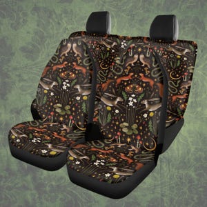 Housses de siège de voiture Forêt mystique, Imperméables et durables, Animaux de la forêt, Esthétique sorcière Cottagecore, Accessoires de voiture céleste pour femme bohème