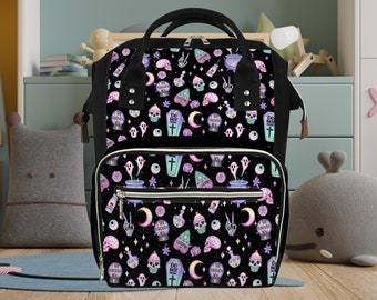 Pastel Witch Diaper Backpack, Witchy Baby Stuff, Goth Baby Bag, Creepy Cute Witchy Nappy Bag, Spooky Cute Diaper Bag Witchy Mom Baby Gear