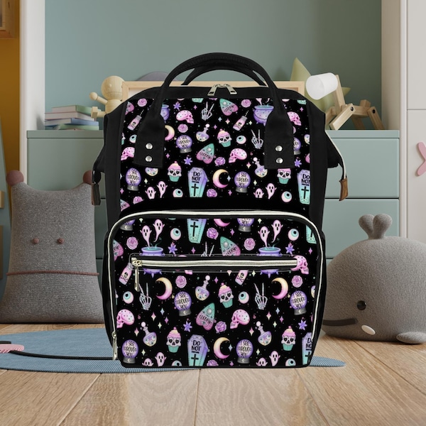 Pastel Witch Diaper Backpack, Witchy Baby Stuff, Goth Baby Bag, Creepy Cute Witchy Nappy Bag, Spooky Cute Diaper Bag Witchy Mom Baby Gear