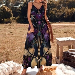 purple and black maxi dress Upcycled Patchwork Multi Print Maxi Dress in Purple