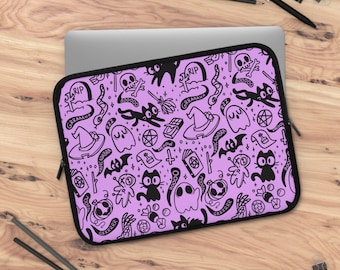 Pastel Halloween Laptop Tasche, Violet Spooky Cute Laptop Tasche, Kawaii Witchy Laptop Hülle, 7&quot; bis 17&quot; Gruselig Niedliche Tablet Macbook Tasche