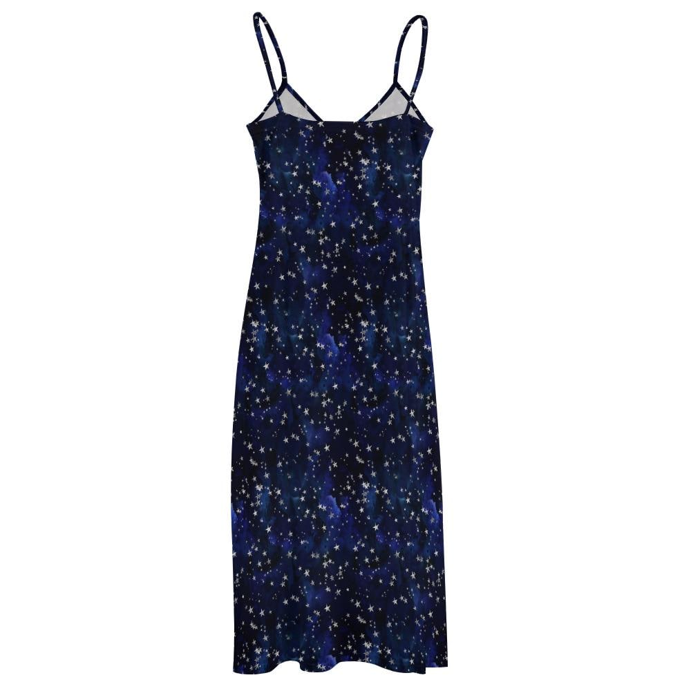 Deep Blue & Silver Stars Sling Ankle Long Dress, Celestial Blue Maxi Dress,  Witchy Starlight Summer Long Boho Princess Fairy Stars Dress - Etsy