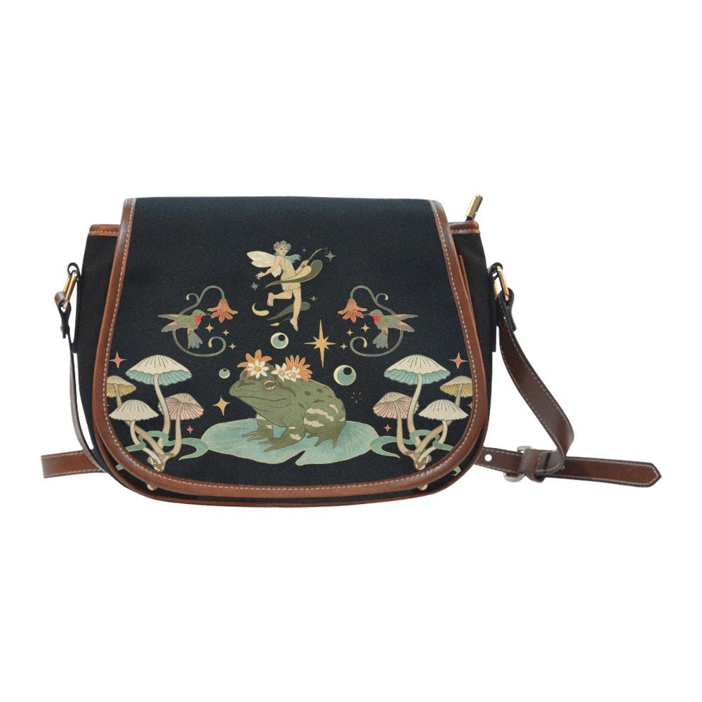 Fairy Canvas Saddle Bag, Dark Faecore Witchcore Cross Body Bag